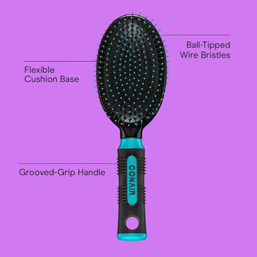 Professional Detangling Hair Brush for All Hair Types with Metal Bristles and Comfortable Cushion Base Salon Results Hairbrush for Women and Men
