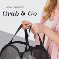 Handy Laundry Collapsible Mesh Pop Up Laundry Hamper 2-Pack – Large Foldable Laundry Basket with Side Pocket, Breathable & Durable, Space-Saving for Clothes, Toys, Travel, Dorm, Bedroom, Blue
