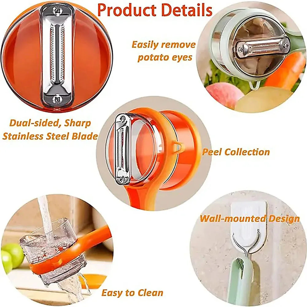 3-in-1 Multifunctional Manual Peeler with Built-in Storage Box, Portable Fruit Vegetable Potato Peeler, Convenient Household Kitchen Accessory