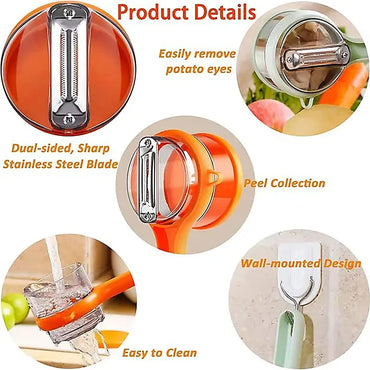 3-in-1 Multifunctional Manual Peeler with Built-in Storage Box, Portable Fruit Vegetable Potato Peeler, Convenient Household Kitchen Accessory