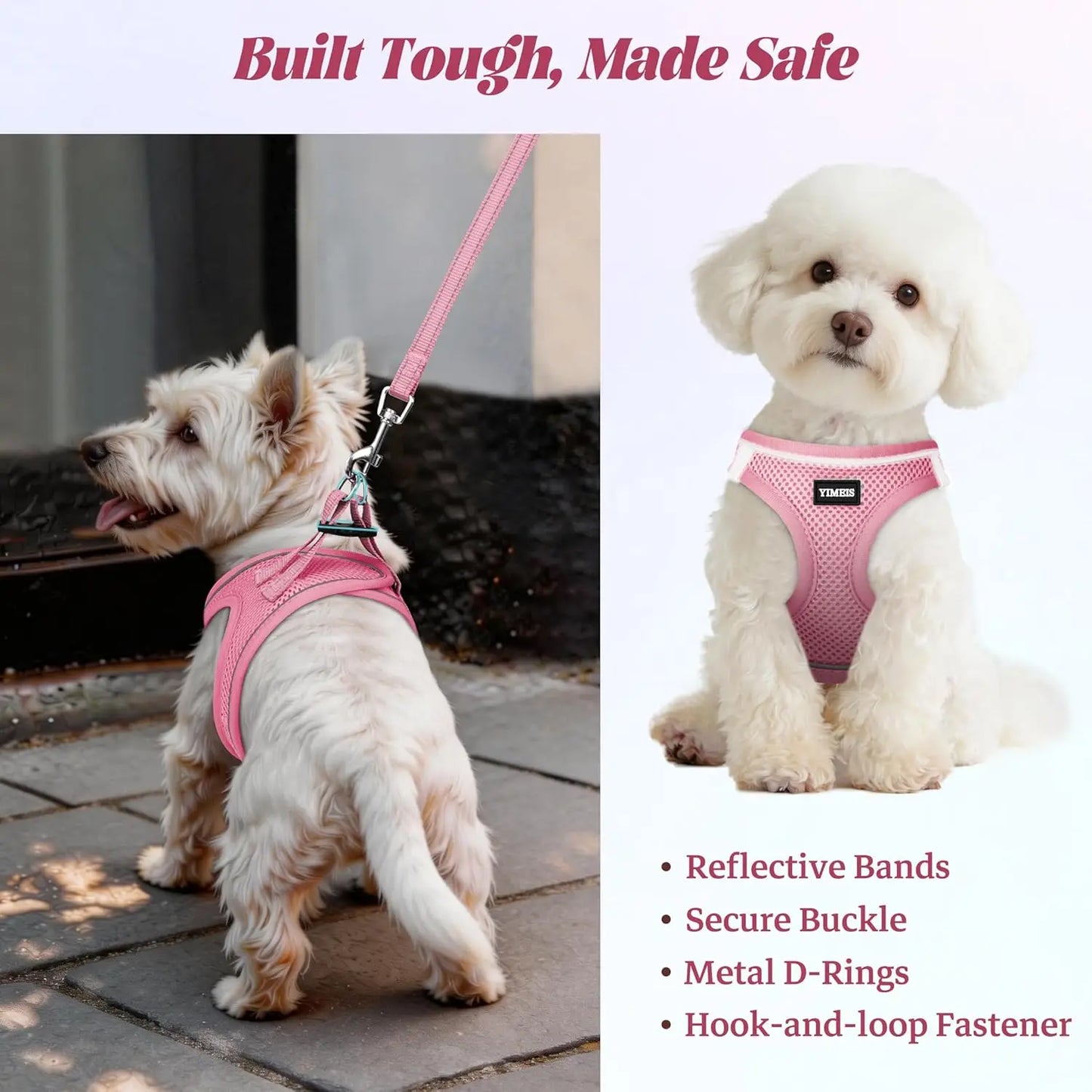 No Pull Dog Harness and Leash Set, Soft Mesh Reflective Vest for Small Medium Dogs, Step-In Design with Adjustable Straps