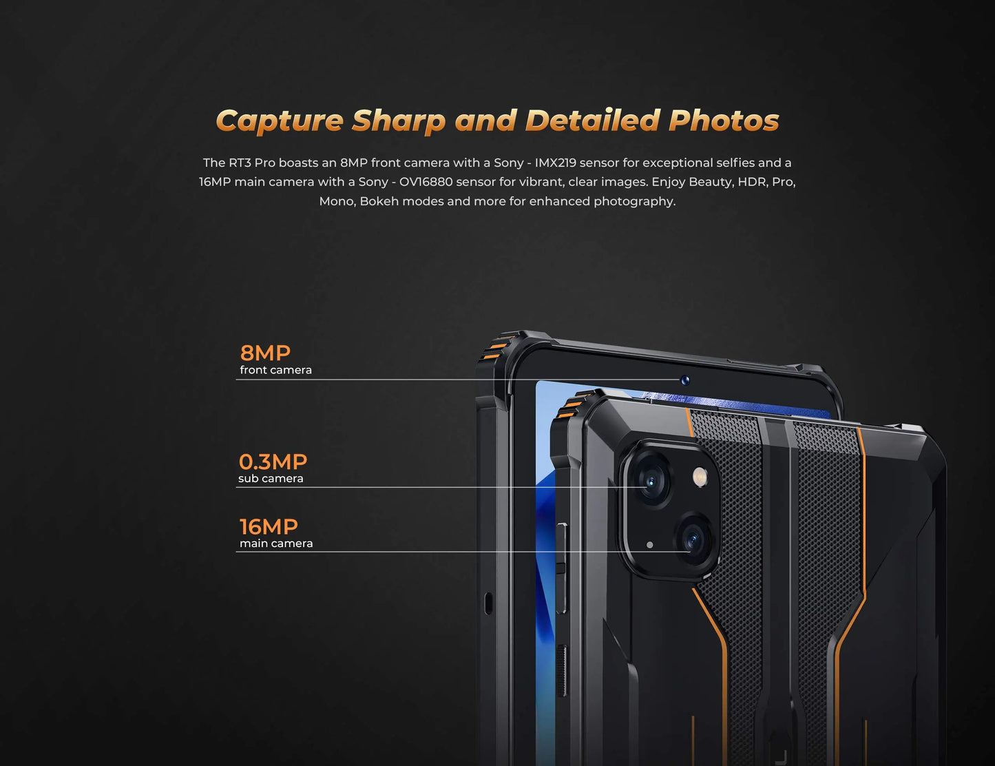 Oukitel RT3 PRO 5150mAh Battery 8"HD Display 13.9mm Ultra-Slim Profile IP68 &IP69K & MIL-STD-810H