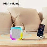 K12 Bluetooth speaker karaoke machine portable speaker system with 2 wireless microphones family family singing children's gif