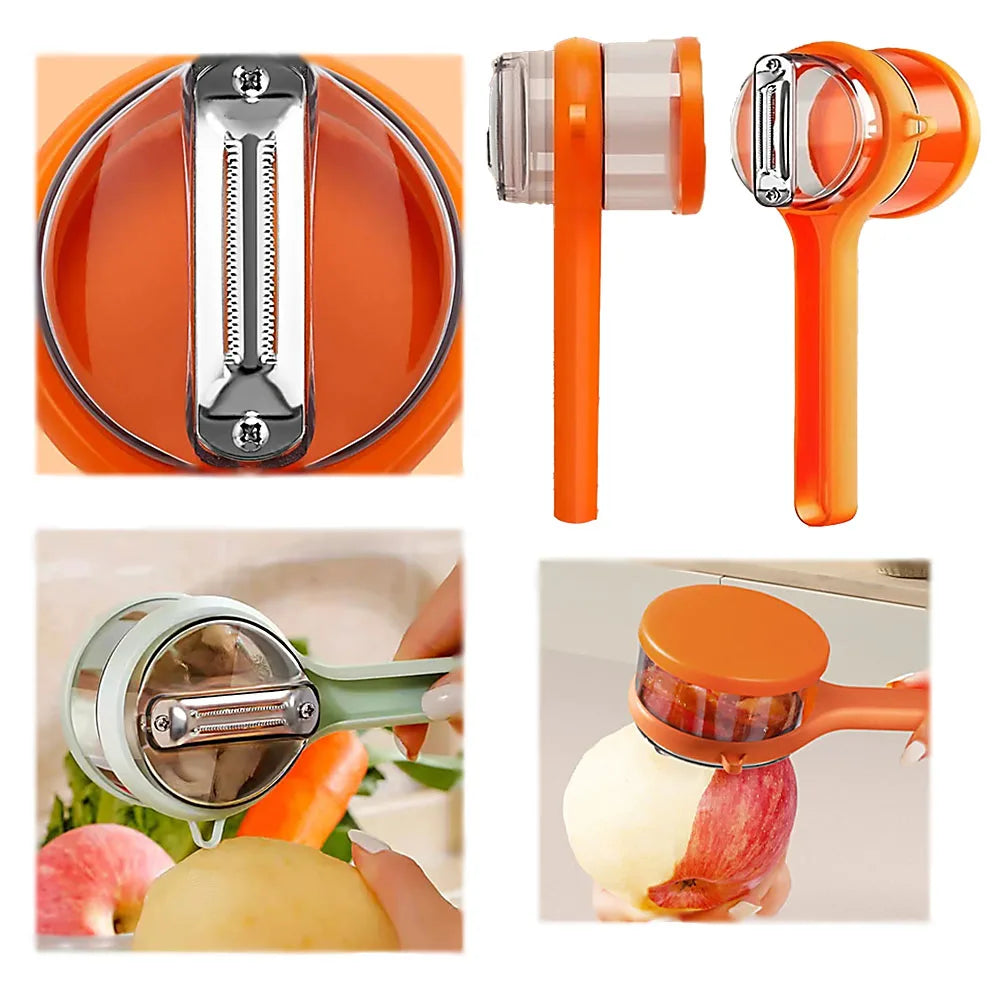 3-in-1 Multifunctional Manual Peeler with Built-in Storage Box, Portable Fruit Vegetable Potato Peeler, Convenient Household Kitchen Accessory