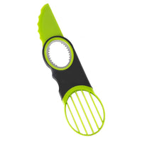 3-in-1 Avocado Slicer - Stainless Steel Pitter, Peeler, and Fruit Scraper with Non-Slip Ergonomic Handle, Dishwasher Safe (Green)