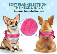 No Pull Small Dog Harness and Leash Set, Soft Vest Harness Neck & Chest Adjustable, Reflective Lightweight Harness & Anti-Twist Pet Lead Combo for Small Medium Dogs (Fuchsia, XXS)