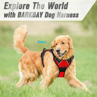 Pet Front Clip No Pull Reflective Safety Dog Harness Heavy Duty Soft Padded Nylon Vest Ergonomic Control Handle Adjustable Escape Proof Design for Medium Large Dogs Night Walking Training Camping Pet Accessory