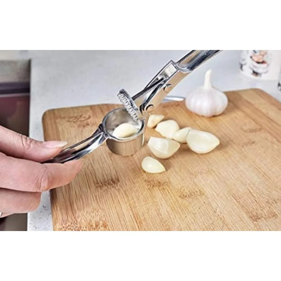 Garlic Press Mashed Garlic Crusher Peeler Chopper Garlic Puree Maker Heavy Duty Stainless Zinc Alloy