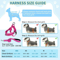 No Pull Small Dog Harness and Leash Set, Soft Vest Harness Neck & Chest Adjustable, Reflective Lightweight Harness & Anti-Twist Pet Lead Combo for Small Medium Dogs (Fuchsia, XXS)