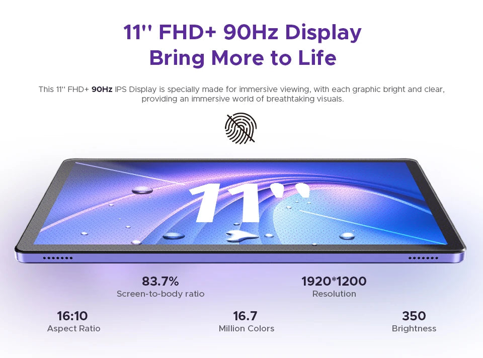 DOOGEE Tab G6+ Tablet Android 15 Gemini Al 11'' Display Dual Speakers 8000mAh Battery 8GB 256GB Support Widevine L1 Smart Pad