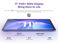 DOOGEE Tab G6+ Tablet Android 15 Gemini Al 11'' Display Dual Speakers 8000mAh Battery 8GB 256GB Support Widevine L1 Smart Pad