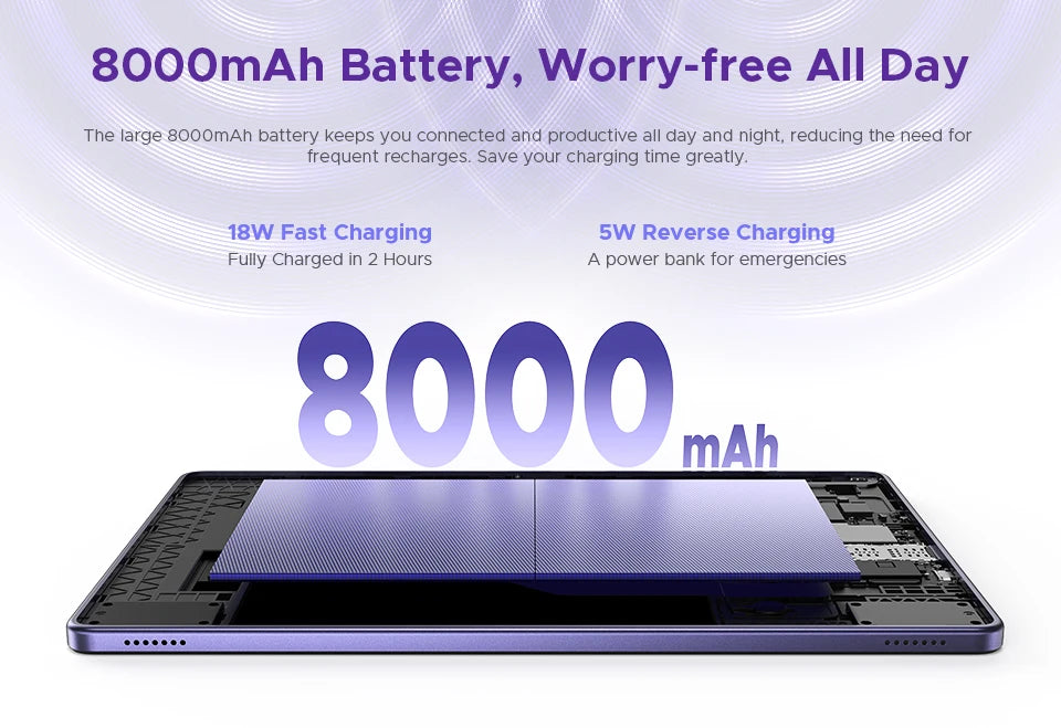 DOOGEE Tab G6+ Tablet Android 15 Gemini Al 11'' Display Dual Speakers 8000mAh Battery 8GB 256GB Support Widevine L1 Smart Pad