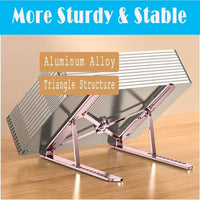 Portable Laptop Stand Foldable, Ultra Slim Aluminum Cooling Riser for Desk, Travel Friendly Computer Holder with Non-Slip