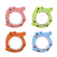 4 Pack Crocodile Baby Teething Rattle Toy BPA Free Silicone Teether Ring Infant Hand Shaker Bell Toy Newborn Chew Teething Toy for 0-12 Months
