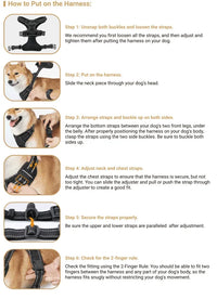 Pet Front Clip No Pull Reflective Safety Dog Harness Heavy Duty Soft Padded Nylon Vest Ergonomic Control Handle Adjustable Escape Proof Design for Medium Large Dogs Night Walking Training Camping Pet Accessory