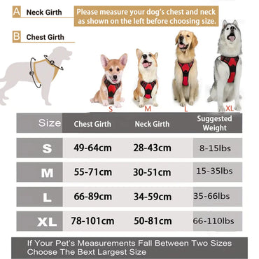 Pet Front Clip No Pull Reflective Safety Dog Harness Heavy Duty Soft Padded Nylon Vest Ergonomic Control Handle Adjustable Escape Proof Design for Medium Large Dogs Night Walking Training Camping Pet Accessory