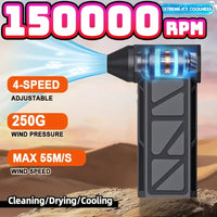 Blower for car cleaning  Compressed Air Duster-130000RPM Super Power Electric Air Duster, 4-Gear Adjustable Mini Blower with Fast Charging, Dust Blower for Computer, Keyboard, House, Outdoor and Car