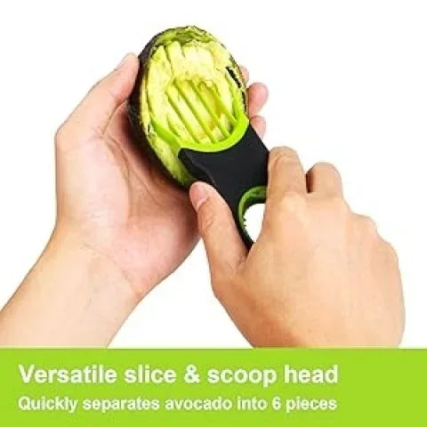 3-in-1 Avocado Slicer - Stainless Steel Pitter, Peeler, and Fruit Scraper with Non-Slip Ergonomic Handle, Dishwasher Safe (Green)