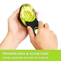 3-in-1 Avocado Slicer - Stainless Steel Pitter, Peeler, and Fruit Scraper with Non-Slip Ergonomic Handle, Dishwasher Safe (Green)