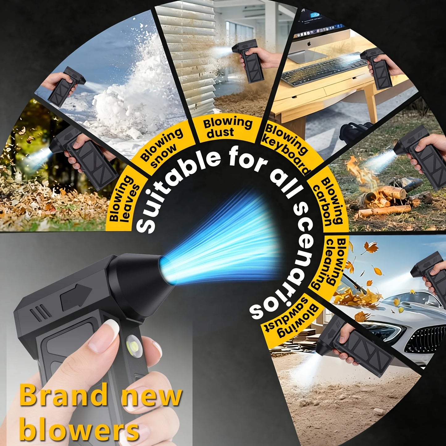 Blower for car cleaning  Compressed Air Duster-130000RPM Super Power Electric Air Duster, 4-Gear Adjustable Mini Blower with Fast Charging, Dust Blower for Computer, Keyboard, House, Outdoor and Car