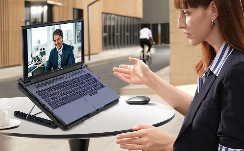 Coolcold 15.6-17.3inch Laptop Cooling Pad with 6 Quiet Fans,7 Height Wind Speed Adjustable,Laptop Cooer With Mobile Phone holder