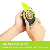 3-in-1 Avocado Slicer - Stainless Steel Pitter, Peeler, and Fruit Scraper with Non-Slip Ergonomic Handle, Dishwasher Safe (Green)