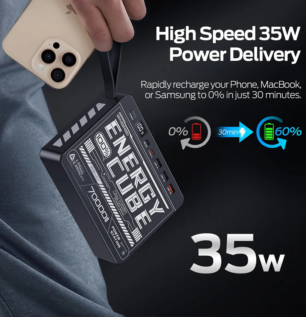 Movespeed Z70SE Power Bank 70000mh Power Station PD Fast Charging Powerbank External Battery Charger for Camping Outdoor