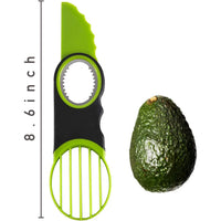 3-in-1 Avocado Slicer - Stainless Steel Pitter, Peeler, and Fruit Scraper with Non-Slip Ergonomic Handle, Dishwasher Safe (Green)