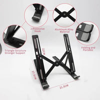 Laptop Stand - Foldable and Adjustable, 10 Height Setting, High Quality Compact Base, Office Desk, Etc