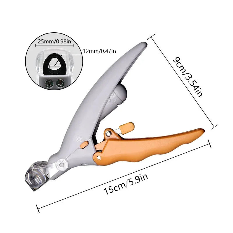 Omnliy LED Pet Nail Clipper for Dogs & Cats, 5X Magnification, Nail Trapper, Sharp Steel Blades, Quick Trimming