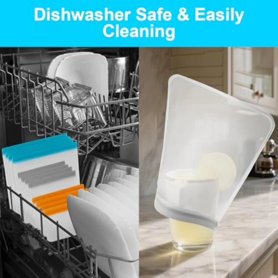 12 Pack Reusable Freezer Bags Dishwasher Safe, Leakproof Food Storage Bags, Silicone Bags for Food Storage Home Organization 4
