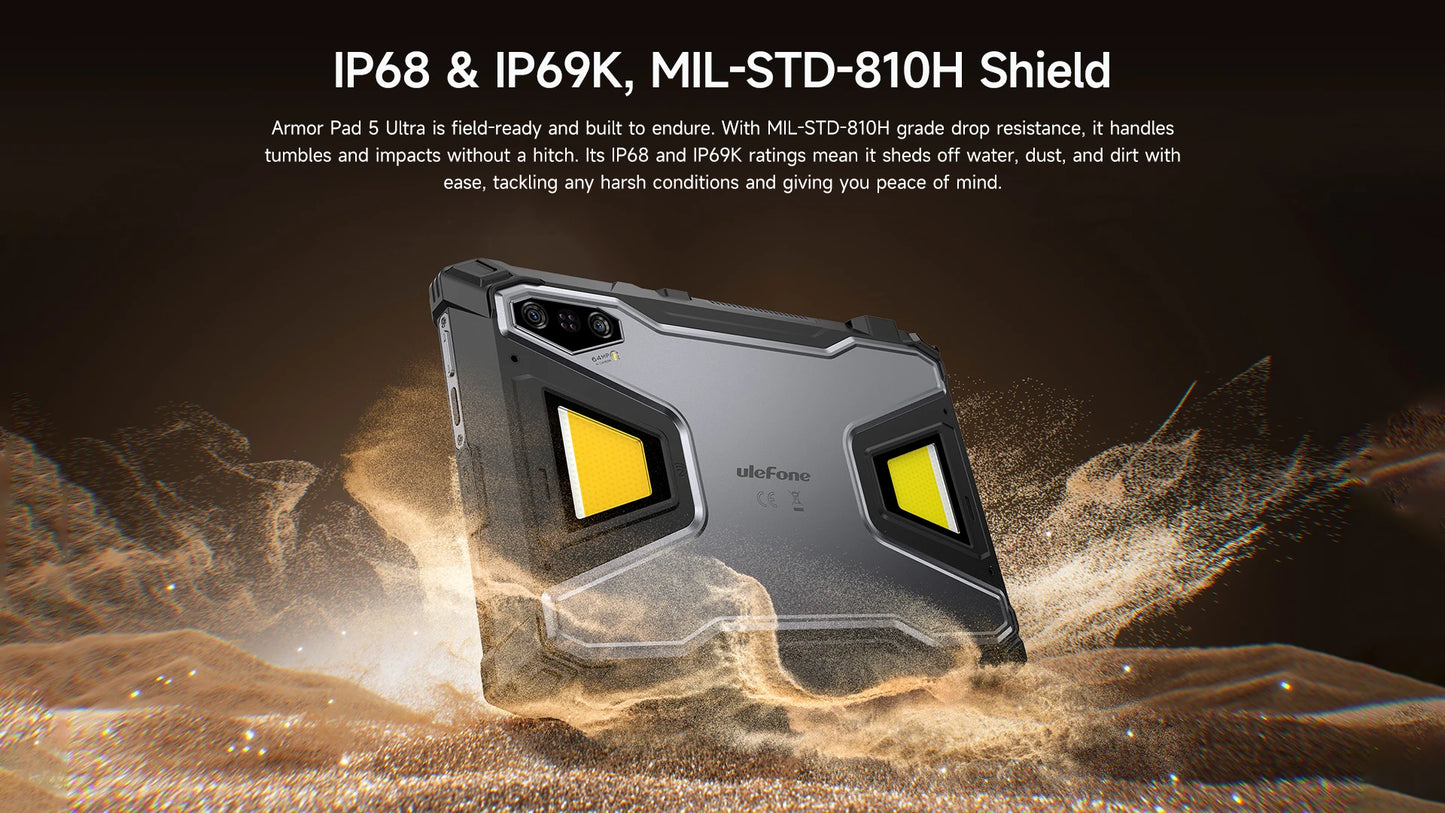 【Ships from US】Ulefone  Rugged Tablet Armor Pad 5 Ultra 5G, Portable Projector 200LM ,24200 mAh ,120W Up to 12GB +512GB ,Andro