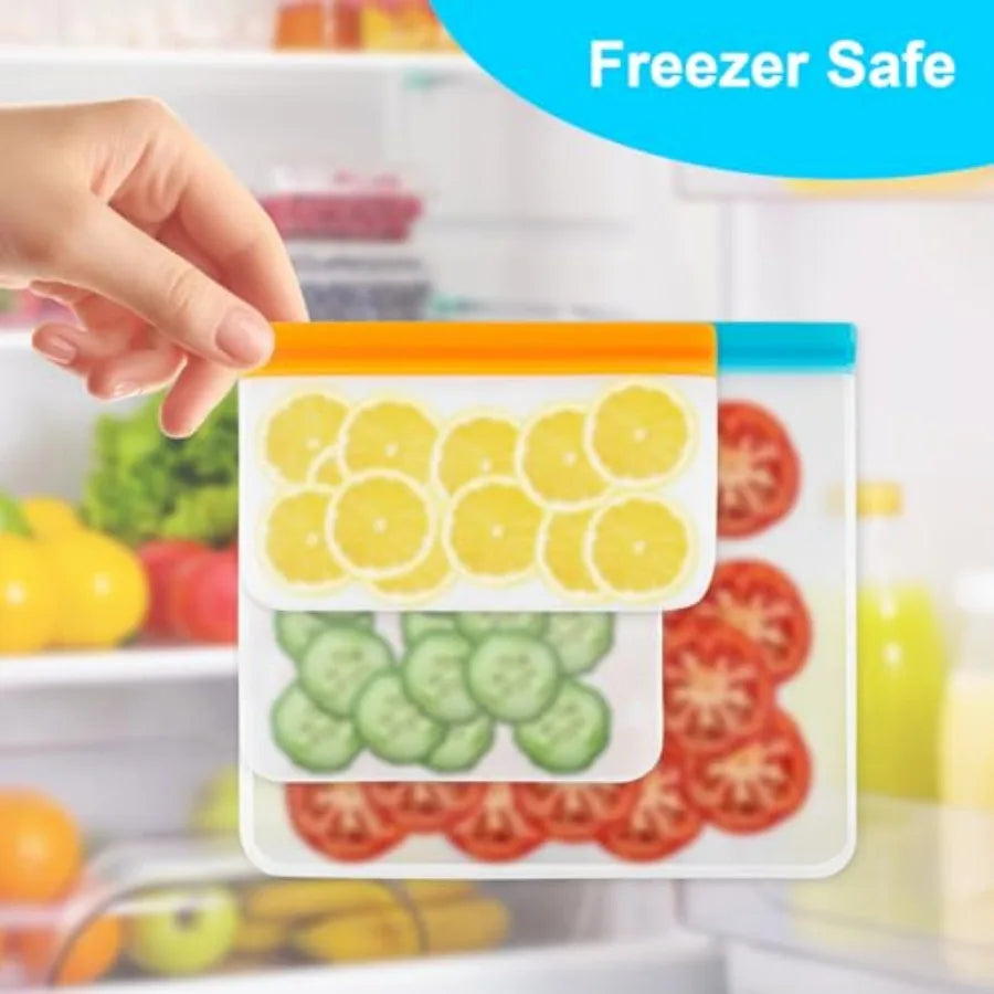 12 Pack Reusable Freezer Bags Dishwasher Safe, Leakproof Food Storage Bags, Silicone Bags for Food Storage Home Organization 4