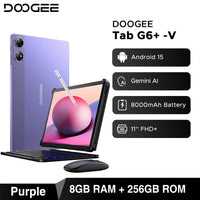 DOOGEE Tab G6+ Tablet Android 15 Gemini Al 11'' Display Dual Speakers 8000mAh Battery 8GB 256GB Support Widevine L1 Smart Pad