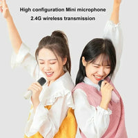 K12 Bluetooth speaker karaoke machine portable speaker system with 2 wireless microphones family family singing children's gif
