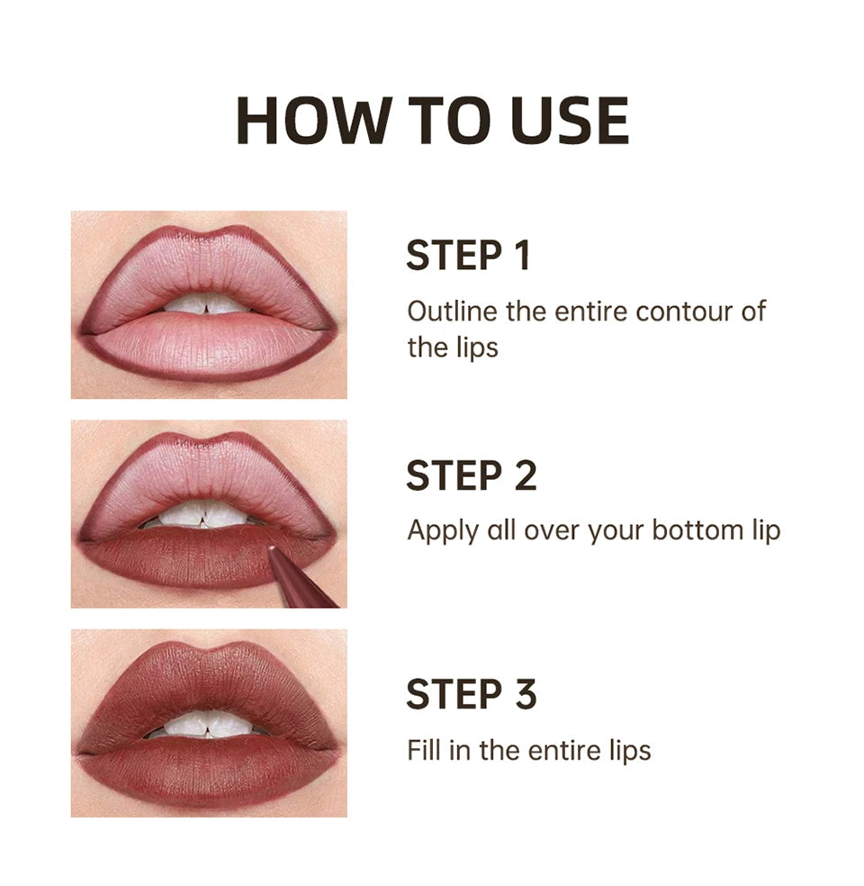 Liner Lipstick 6Colors Matte Black Brown Velvet Lipstick Waterproof Non Sticky Contouring Tint Lipliner Crayon Lip Makeup