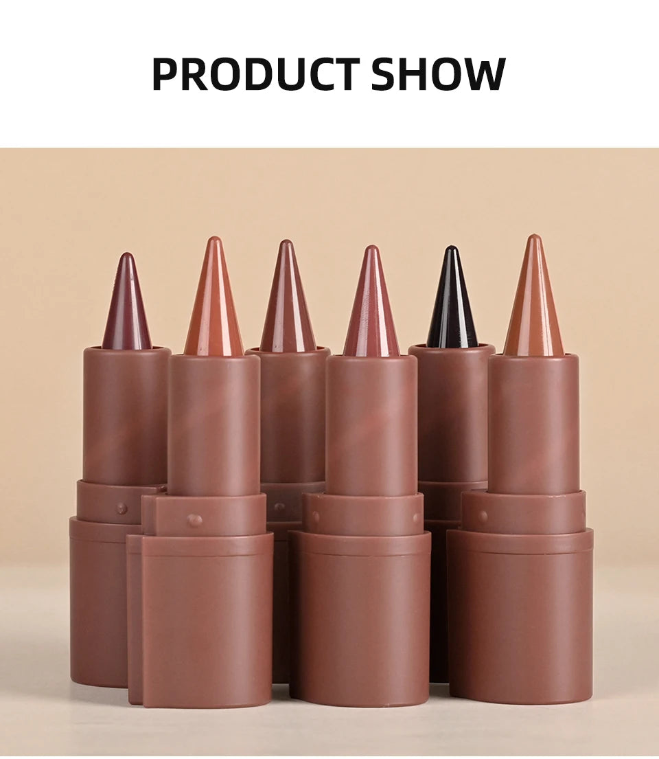 Liner Lipstick 6Colors Matte Black Brown Velvet Lipstick Waterproof Non Sticky Contouring Tint Lipliner Crayon Lip Makeup