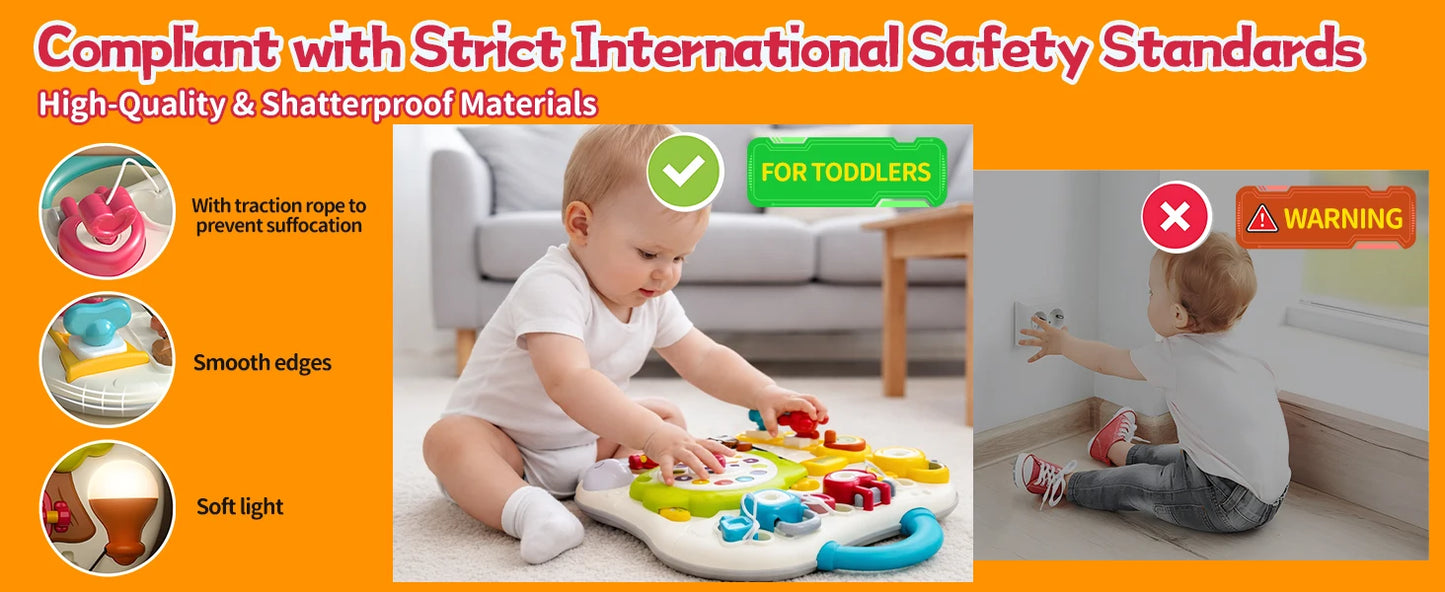 Montessori Busy Board Sensory Toys for Toddlers 1-3 Activity Music & LED Light Up Montessori Toys for 2+ Year OldTravel Toys for 2 Year Old Boys Girls