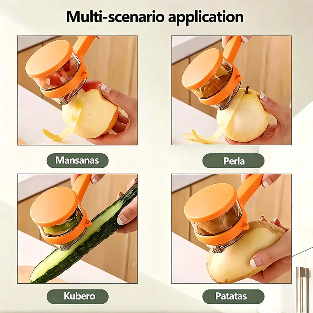 3-in-1 Multifunctional Manual Peeler with Built-in Storage Box, Portable Fruit Vegetable Potato Peeler, Convenient Household Kitchen Accessory