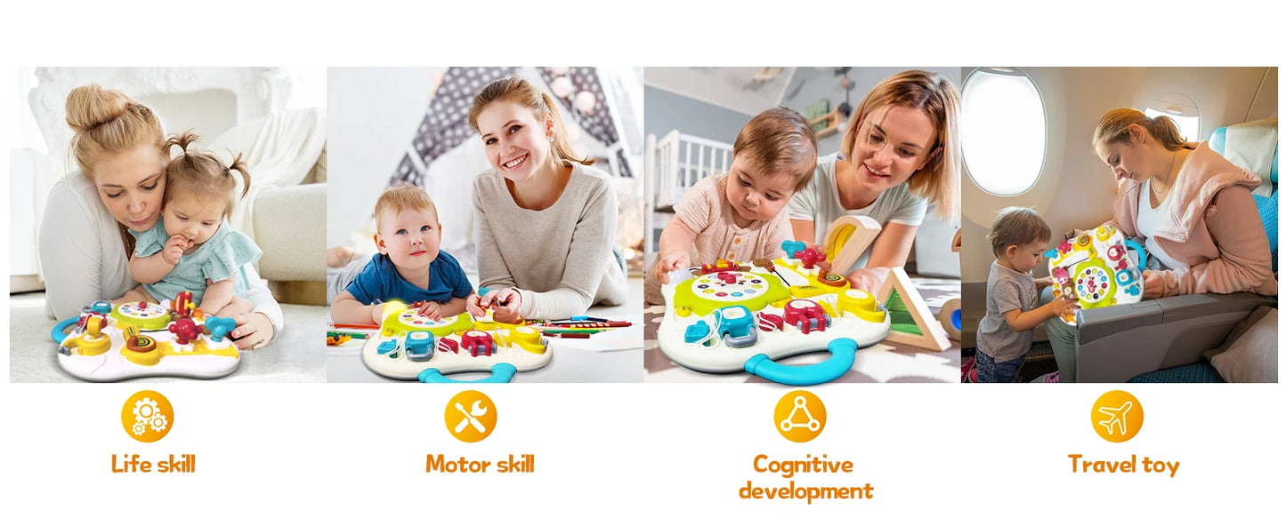 Montessori Busy Board Sensory Toys for Toddlers 1-3 Activity Music & LED Light Up Montessori Toys for 2+ Year OldTravel Toys for 2 Year Old Boys Girls