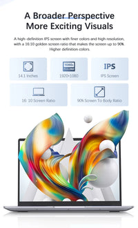 Xiaman 14.1 Inch HD Display Laptop Computer Windows 11 Pro Intel Atom A3950 Laptops Lightweight Notebook PC Office Study Computer