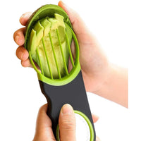 3-in-1 Avocado Slicer - Stainless Steel Pitter, Peeler, and Fruit Scraper with Non-Slip Ergonomic Handle, Dishwasher Safe (Green)