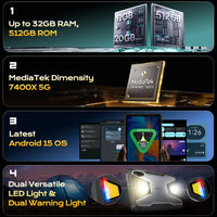 【Ships from US】Ulefone  Rugged Tablet Armor Pad 5 Ultra 5G, Portable Projector 200LM ,24200 mAh ,120W Up to 12GB +512GB ,Andro