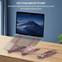 Portable Laptop Stand Foldable, Ultra Slim Aluminum Cooling Riser for Desk, Travel Friendly Computer Holder with Non-Slip