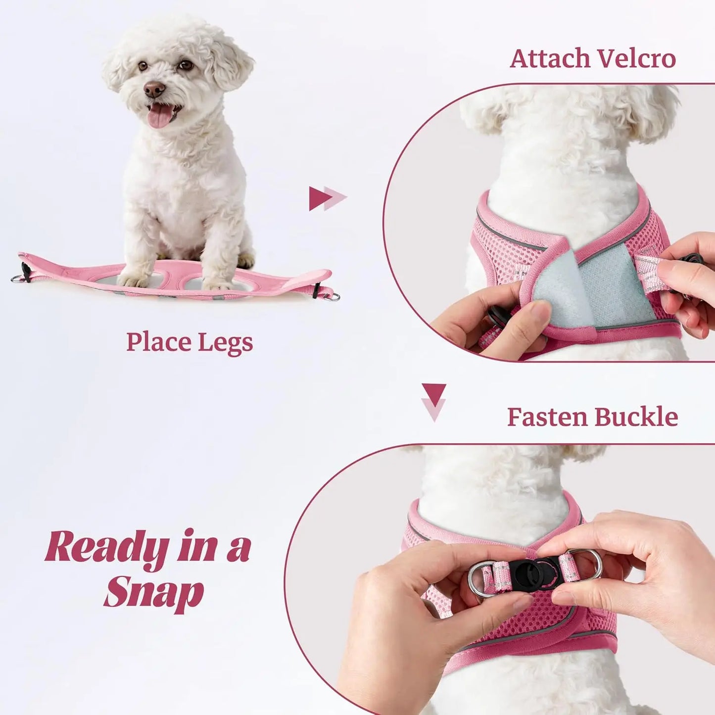 No Pull Dog Harness and Leash Set, Soft Mesh Reflective Vest for Small Medium Dogs, Step-In Design with Adjustable Straps