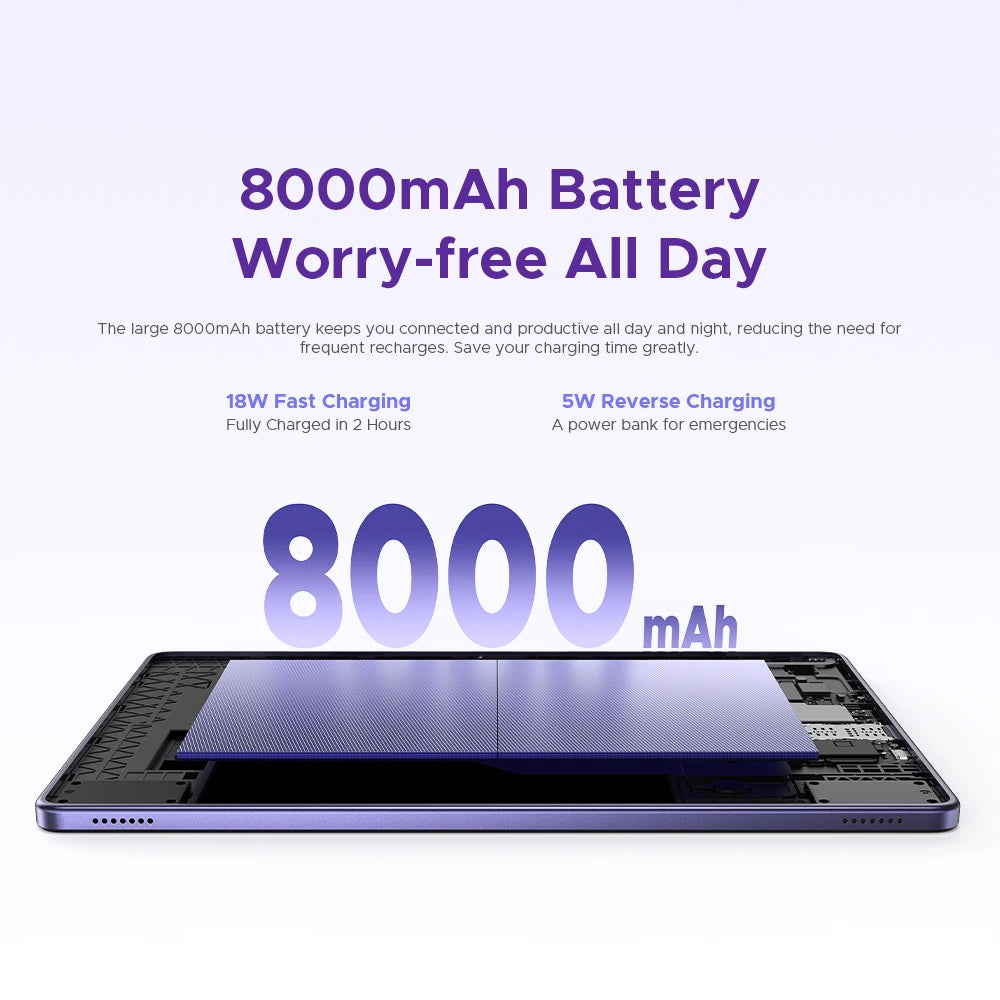 DOOGEE Tab G6+ Tablet Android 15 Gemini Al 11'' Display Dual Speakers 8000mAh Battery 8GB 256GB Support Widevine L1 Smart Pad